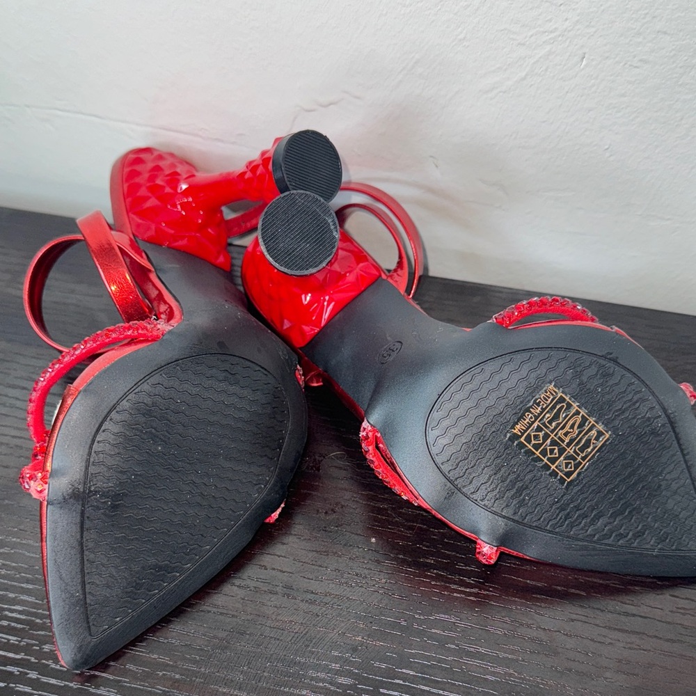 SHEIN Red Stiletto Heels with Ruffled Straps - Picture 5 of 7